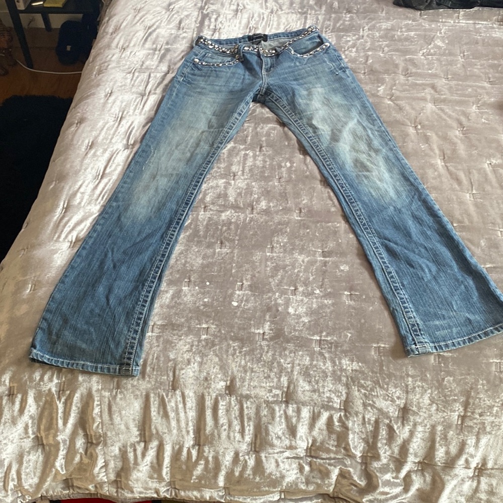 Boutique Silver Beaded Jeans -